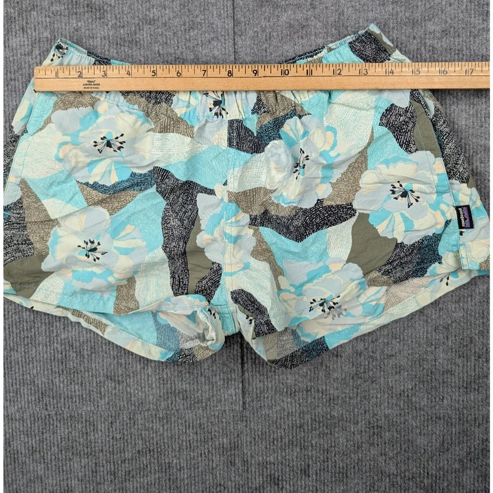 Patagonia Floral Athletic Shorts in Aqua, White, Tan